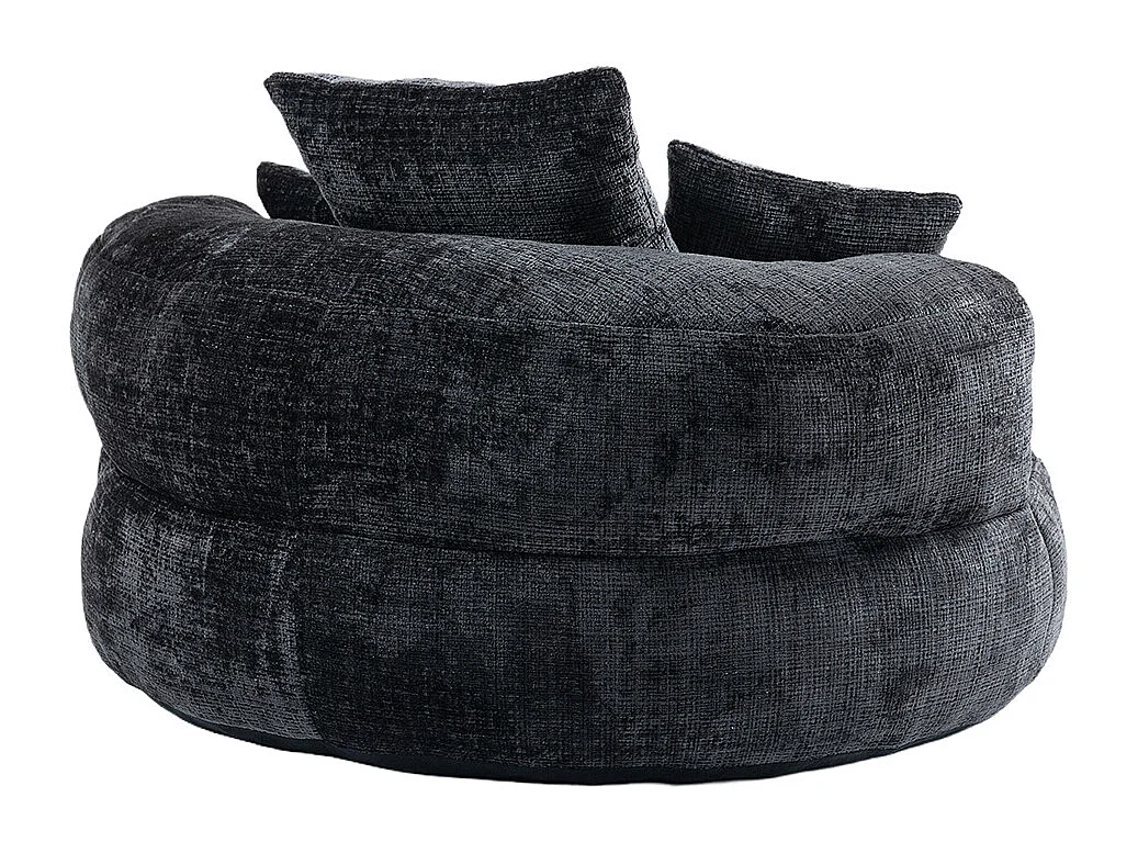 Canapé bean bag dossier haut 3 coussins gaming intérieur extérieur adulte enfant noir chenille