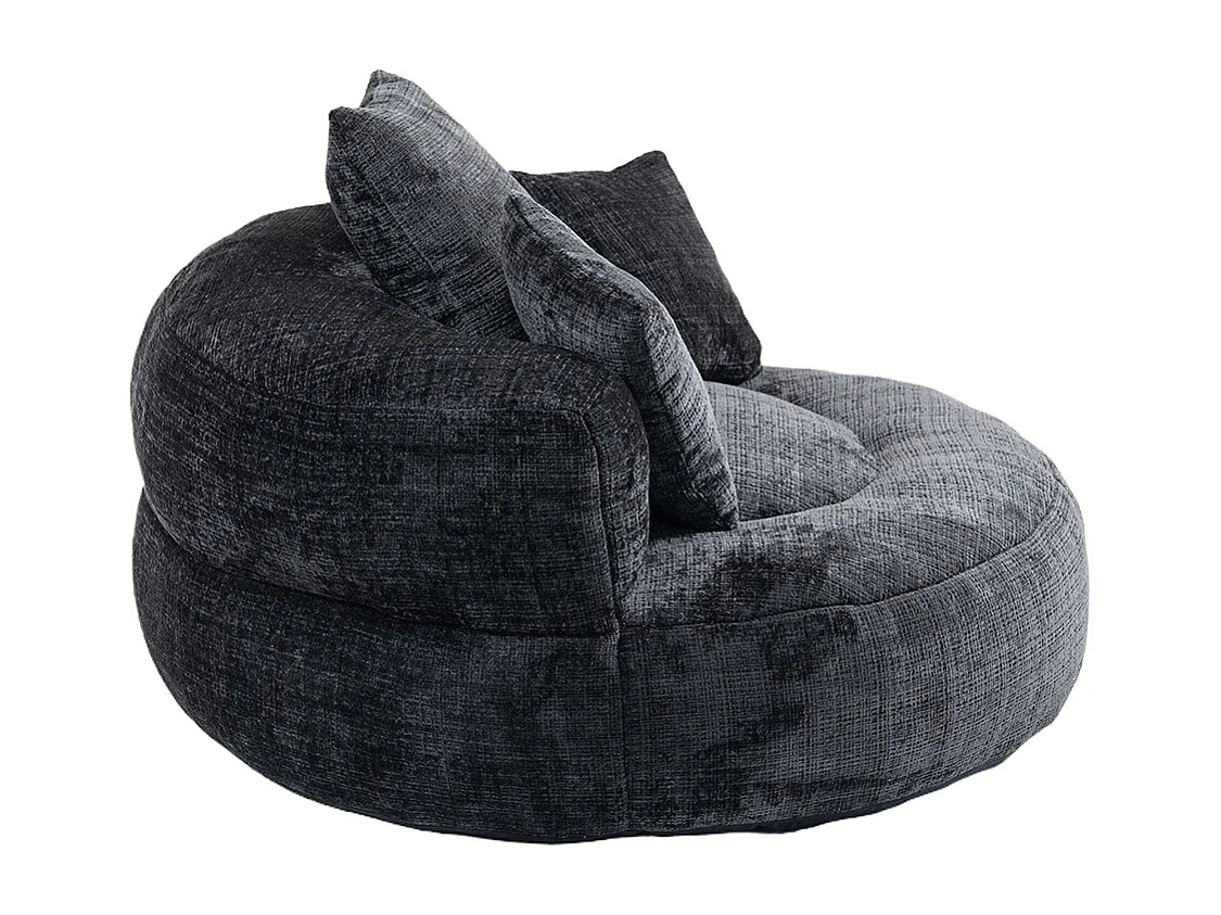 Canapé bean bag dossier haut 3 coussins gaming intérieur extérieur adulte enfant noir chenille