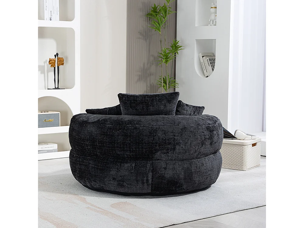 Canapé bean bag dossier haut 3 coussins gaming intérieur extérieur adulte enfant noir chenille