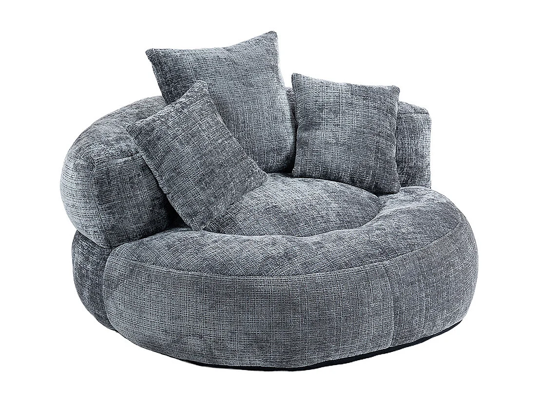 Canapé bean bag dossier haut 3 coussins gaming intérieur extérieur adulte enfant gris chenille