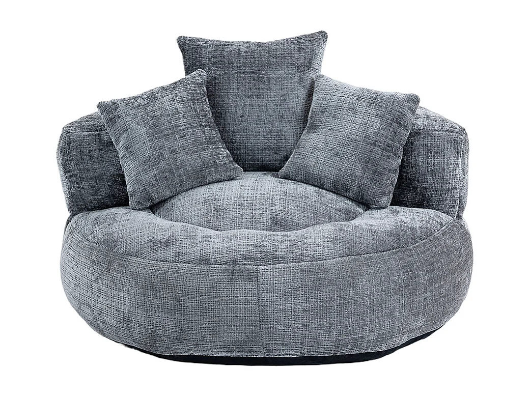 Canapé bean bag dossier haut 3 coussins gaming intérieur extérieur adulte enfant gris chenille