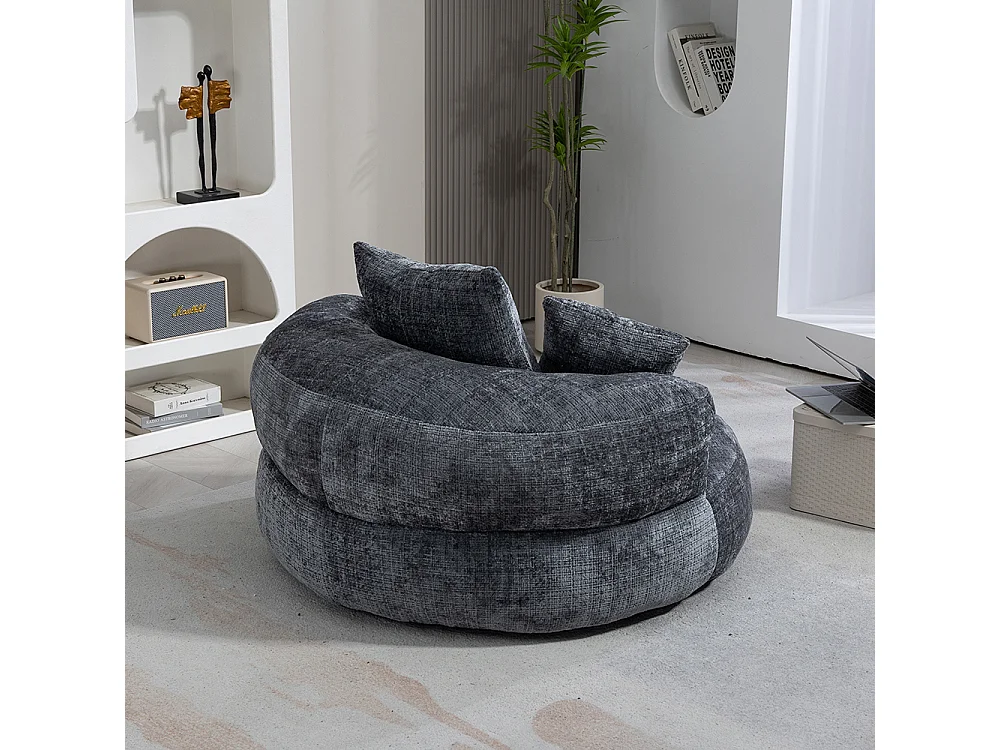 Canapé bean bag dossier haut 3 coussins gaming intérieur extérieur adulte enfant gris chenille