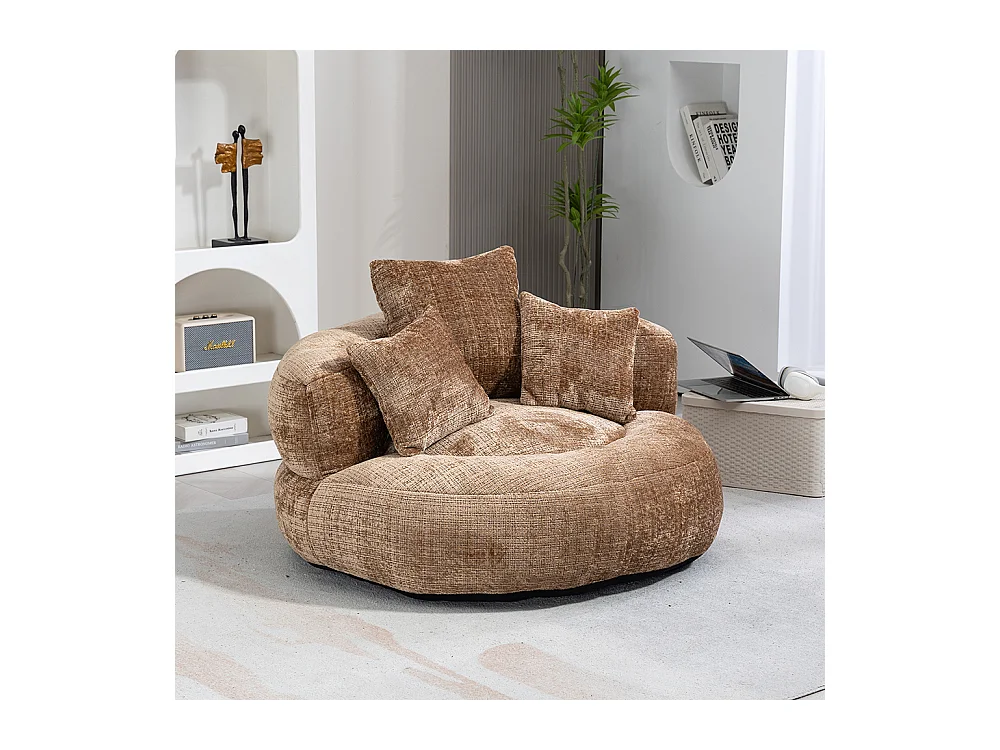 Canapé bean bag dossier haut 3 coussins gaming intérieur extérieur adulte enfant café chenille