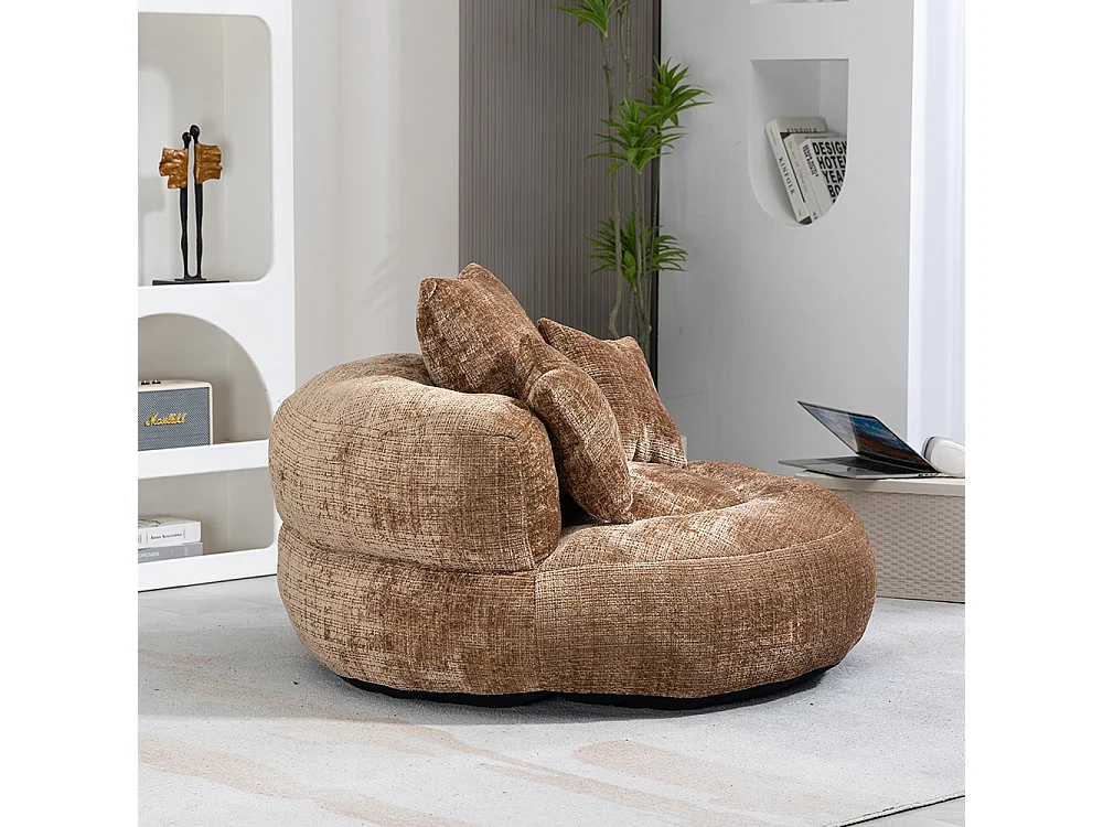 Canapé bean bag dossier haut 3 coussins gaming intérieur extérieur adulte enfant café chenille