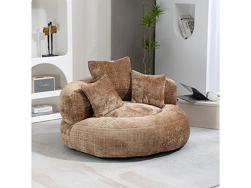 Canapé bean bag dossier haut 3 coussins gaming intérieur extérieur adulte enfant café chenille