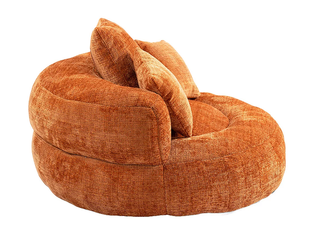 Canapé bean bag dossier haut 3 coussins gaming intérieur extérieur adulte enfant orange chenille