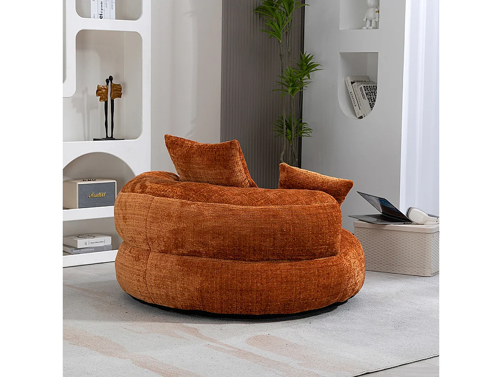 Canapé bean bag dossier haut 3 coussins gaming intérieur extérieur adulte enfant orange chenille