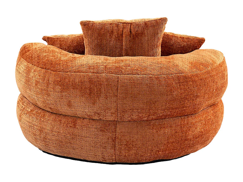 Canapé bean bag dossier haut 3 coussins gaming intérieur extérieur adulte enfant orange chenille