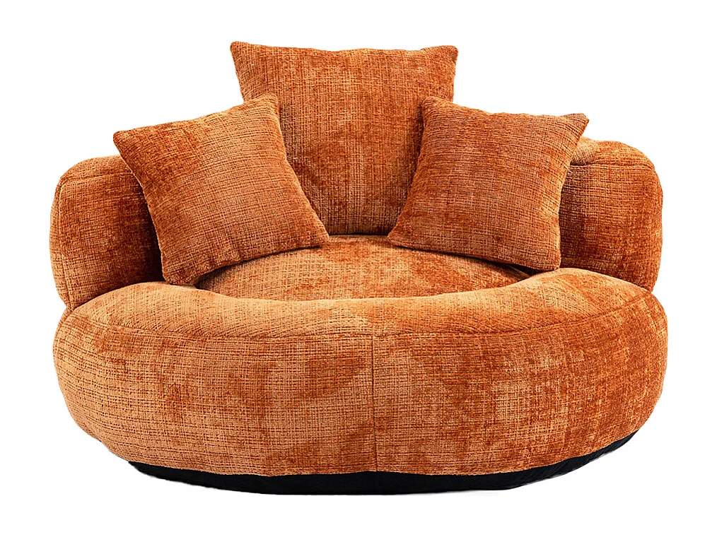 Canapé bean bag dossier haut 3 coussins gaming intérieur extérieur adulte enfant orange chenille