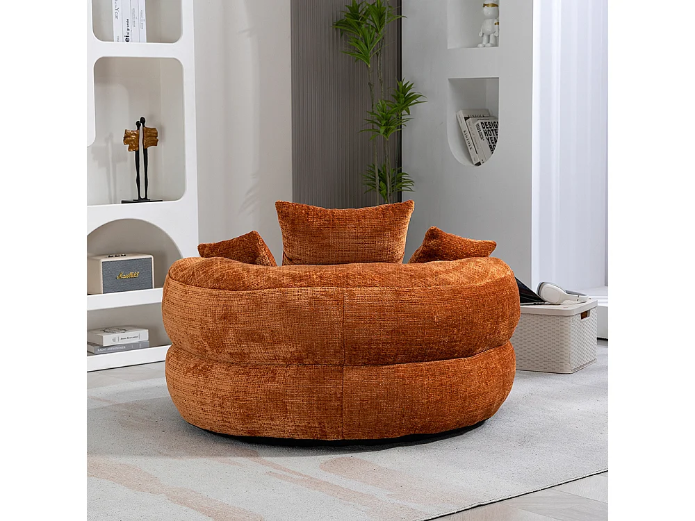 Canapé bean bag dossier haut 3 coussins gaming intérieur extérieur adulte enfant orange chenille