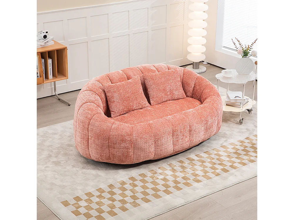 Canapé bean bag dossier haut rose chenille intérieur extérieur