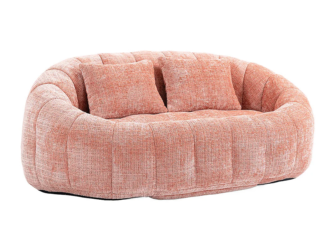 Canapé bean bag dossier haut rose chenille intérieur extérieur