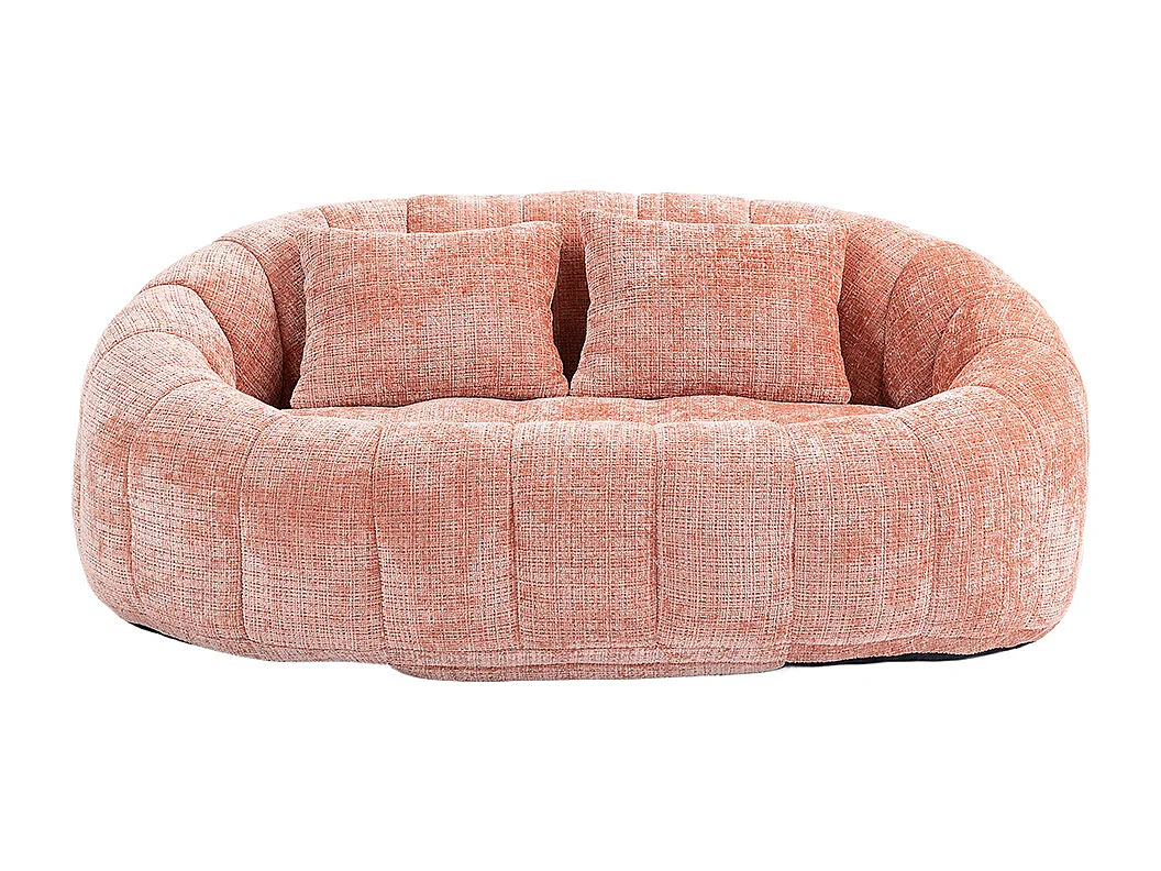 Canapé bean bag dossier haut rose chenille intérieur extérieur