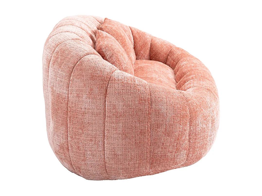 Canapé bean bag dossier haut rose chenille intérieur extérieur