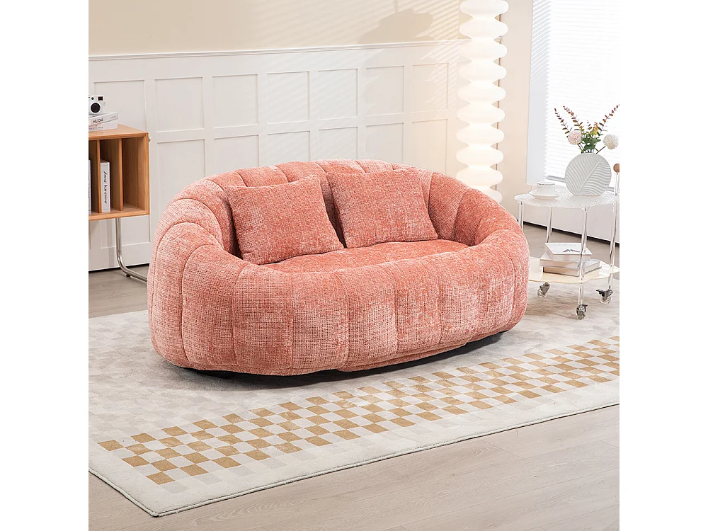 Canapé bean bag dossier haut rose chenille intérieur extérieur