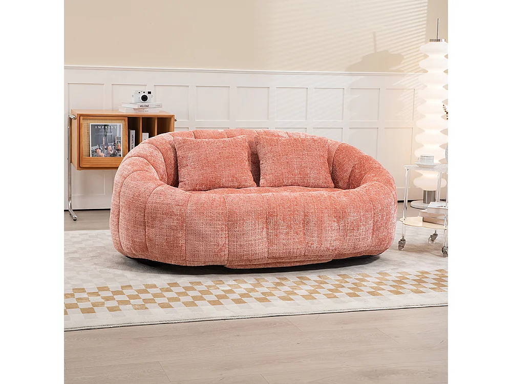 Canapé bean bag dossier haut rose chenille intérieur extérieur