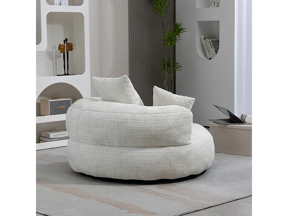 Canapé bean bag dossier haut 3 coussins gaming intérieur extérieur adulte enfant beige chenille