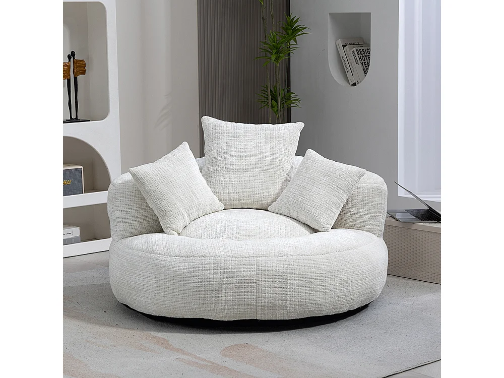 Canapé bean bag dossier haut 3 coussins gaming intérieur extérieur adulte enfant beige chenille