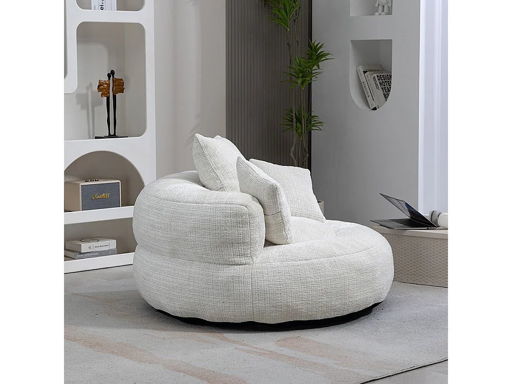 Canapé bean bag dossier haut 3 coussins gaming intérieur extérieur adulte enfant beige chenille