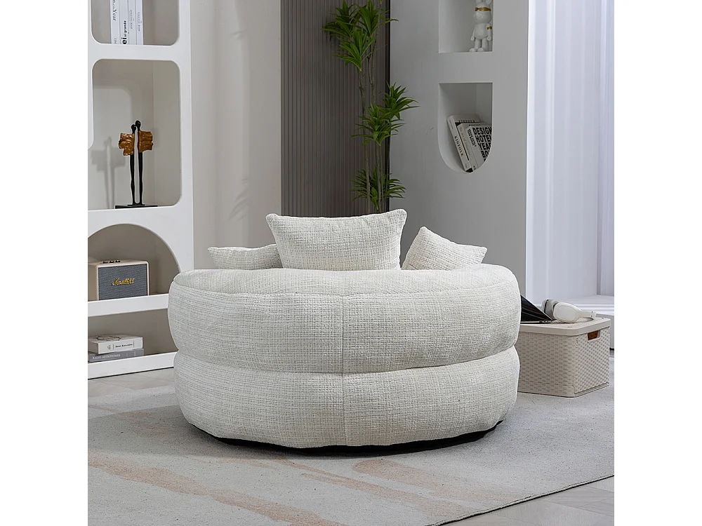 Canapé bean bag dossier haut 3 coussins gaming intérieur extérieur adulte enfant beige chenille