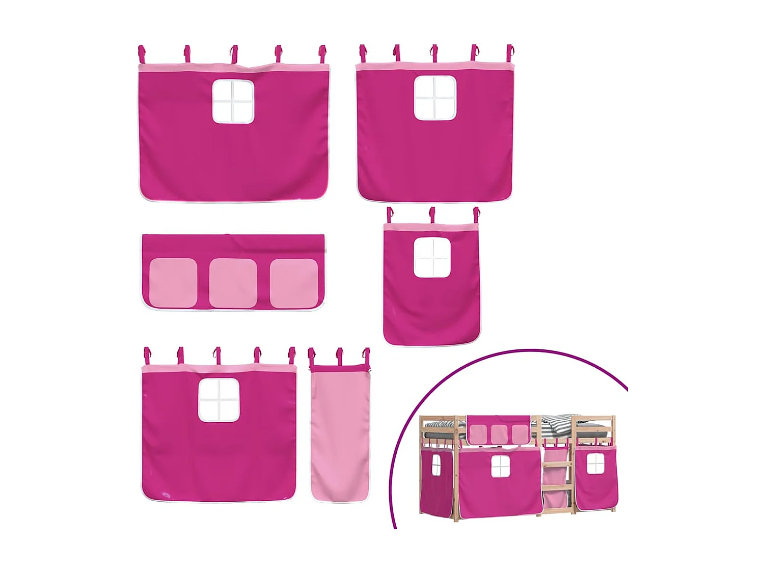 Lit superposé sans matelas rose 80x200 cm bois de pin massif