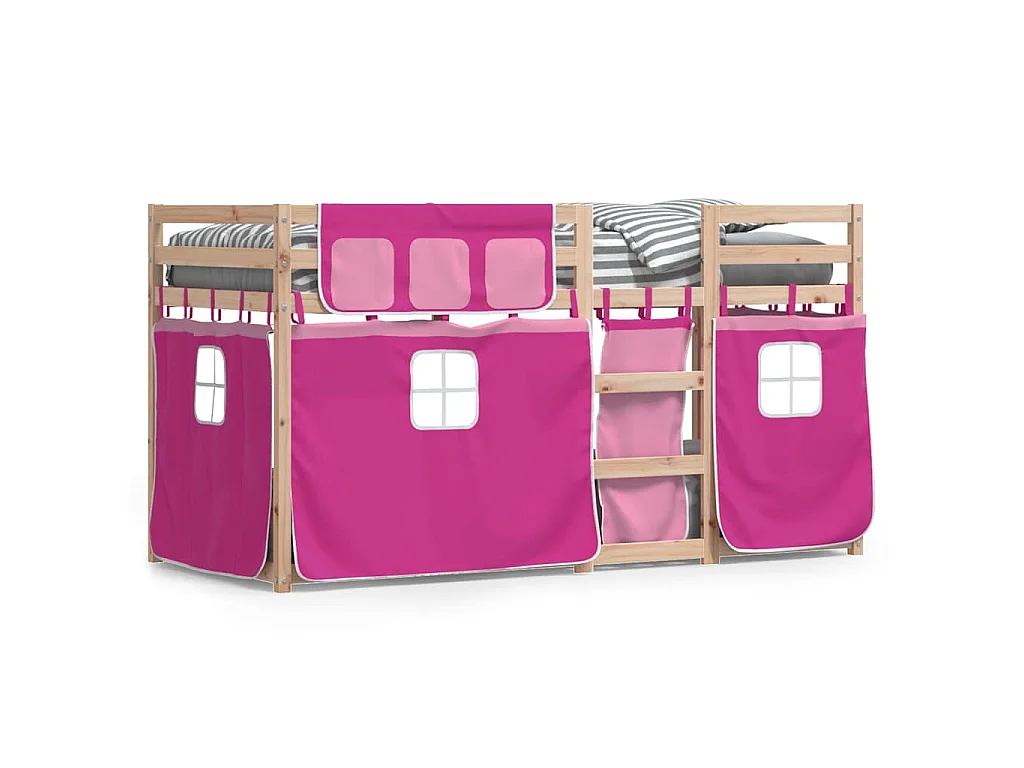Lit superposé sans matelas rose 80x200 cm bois de pin massif