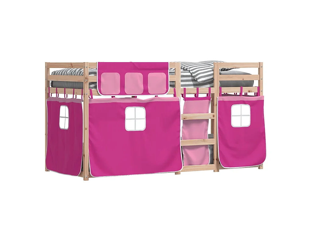 Lit superposé sans matelas rose 80x200 cm bois de pin massif