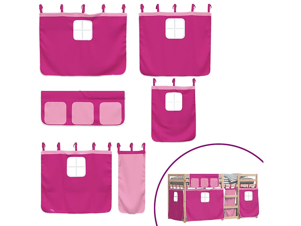 Lit superposé sans matelas rose 80x200 cm bois de pin massif