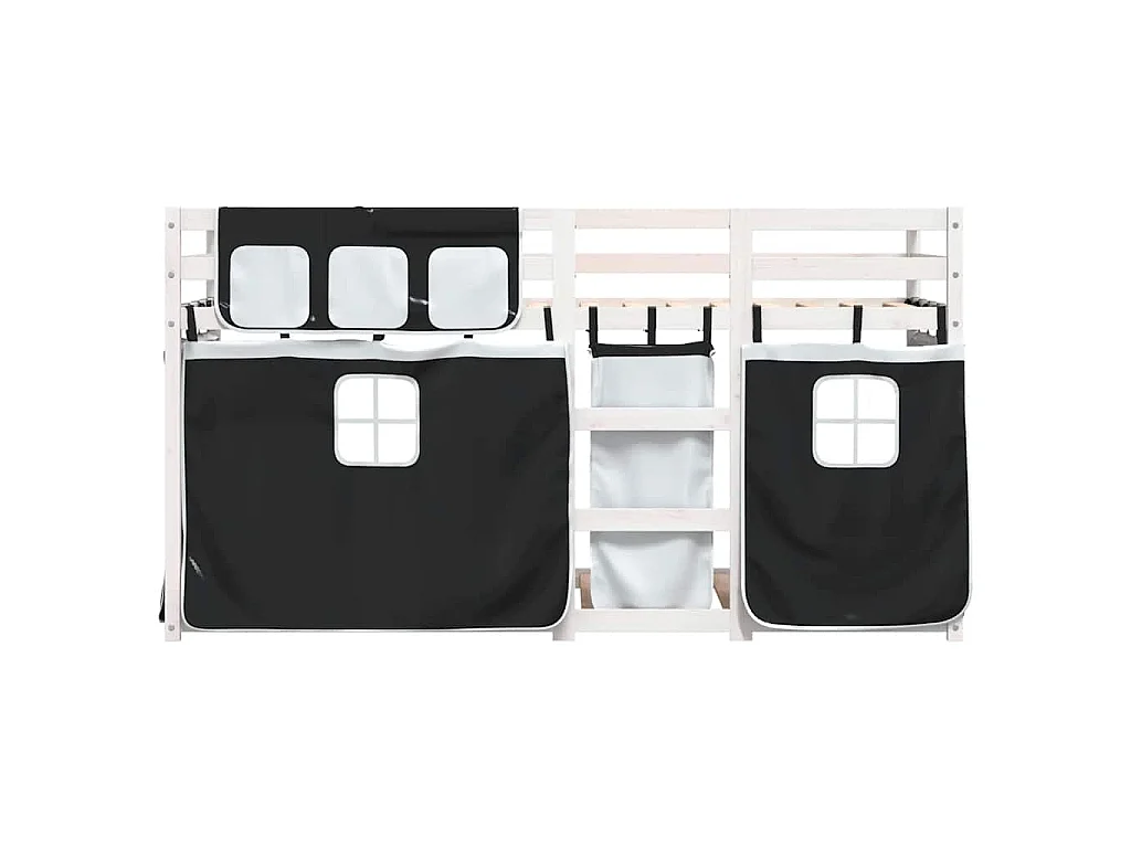 Letto a Castello senza Materasso Bianco e Nero 90x190cm in Pino