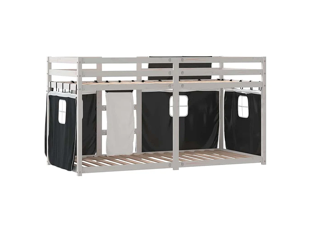 Letto a Castello senza Materasso Bianco e Nero 90x190cm in Pino