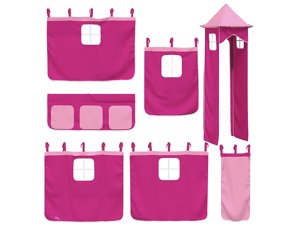Lit superposé sans matelas avec toboggan et rideaux 80x200 cm