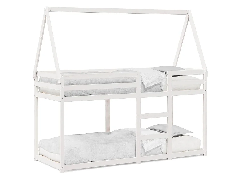Lit superposé sans matelas blanc 90x190 cm bois de pin massif