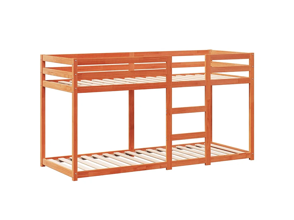 Etagenbett mit Dach Wachsbraun 80x200 cm Massivholz Kiefer