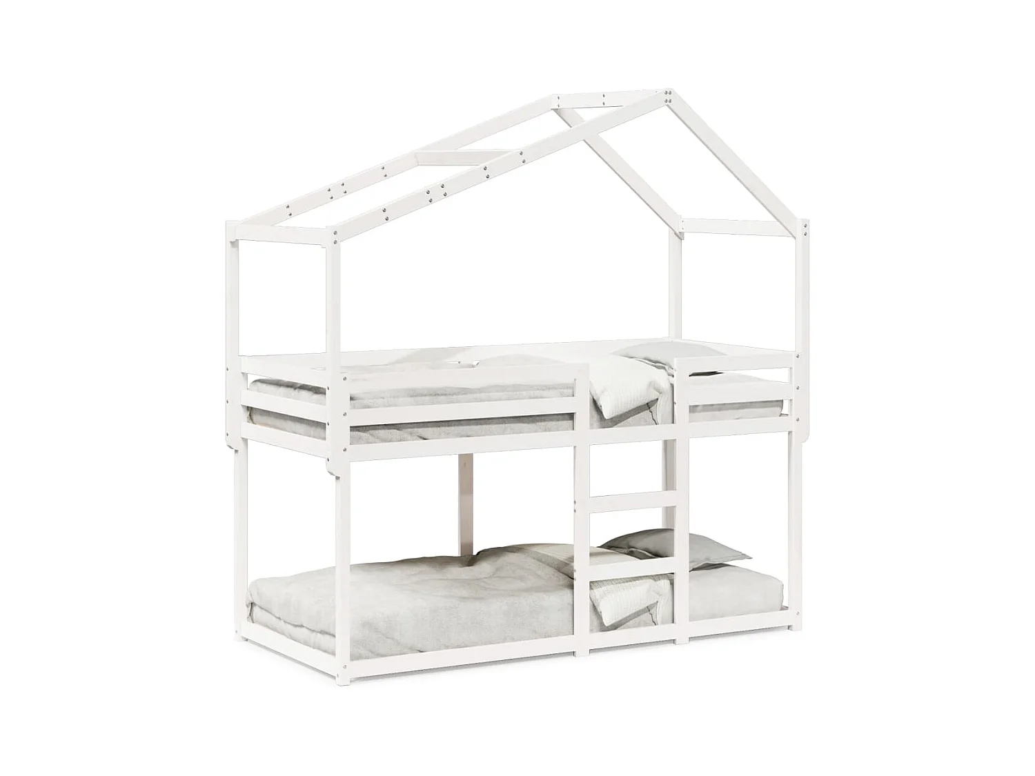Lit superposé sans matelas blanc 90x190 cm bois de pin massif
