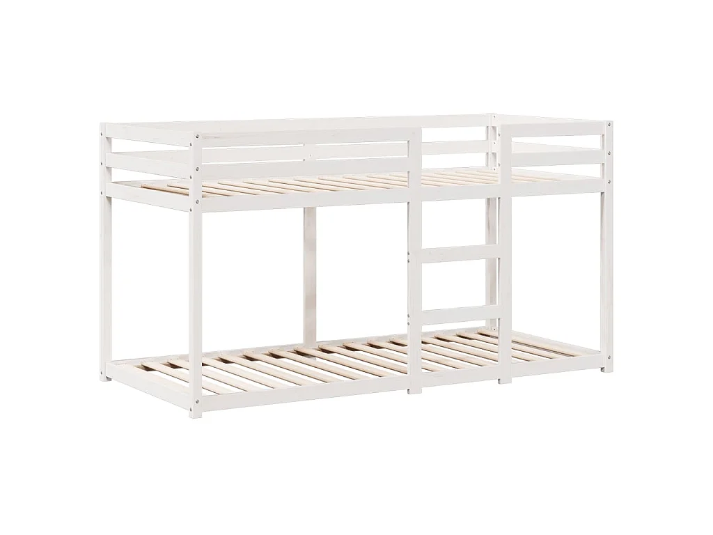 Letto a Castello senza Materasso Bianco 90x190cm Massello Pino