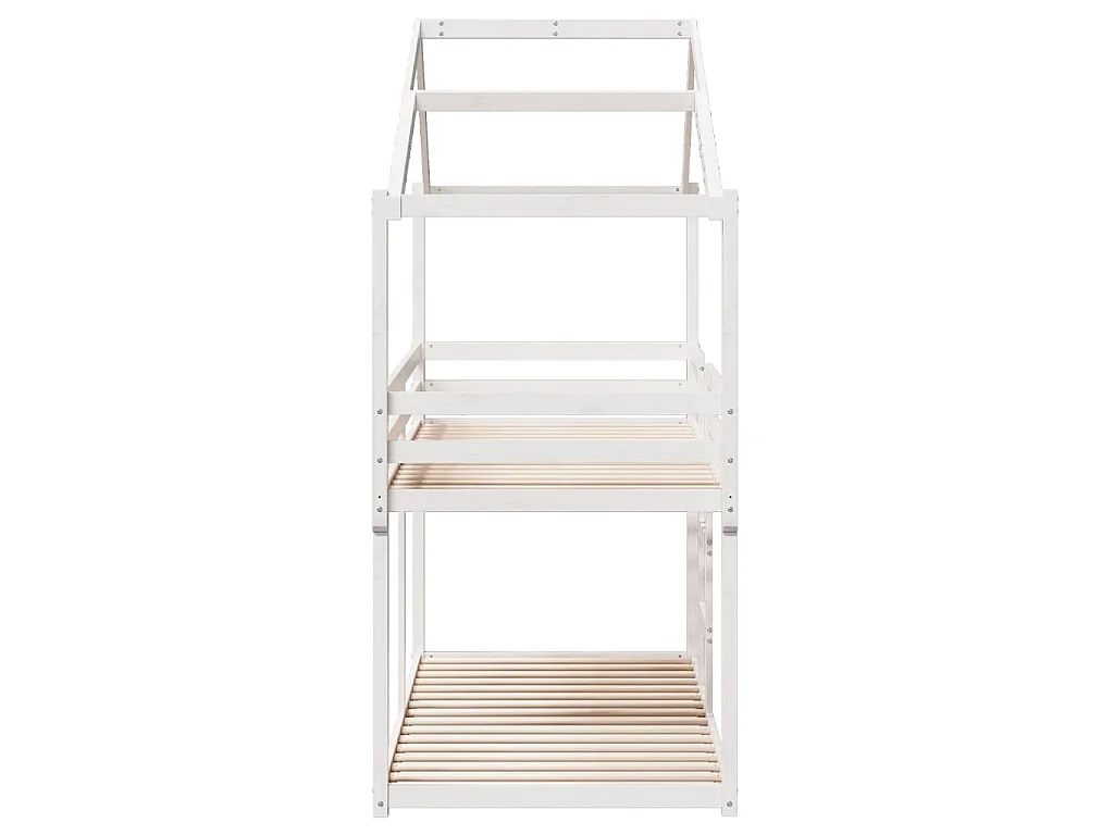 Letto a Castello senza Materasso Bianco 90x190cm Massello Pino