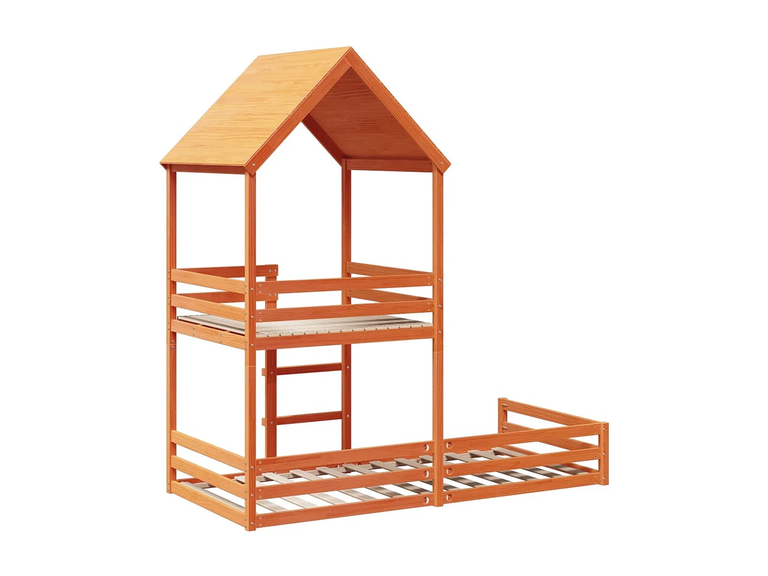 Kinderbed met huisje massief grenenhout wasbruin 90x190 cm