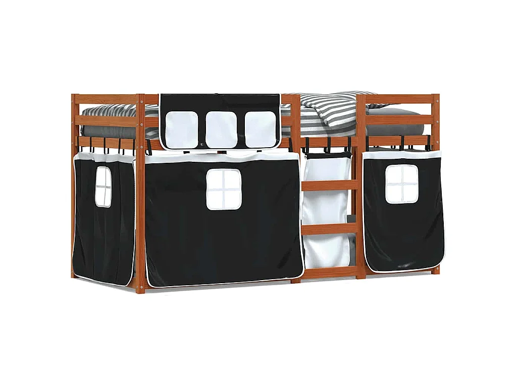 Letto a Castello senza Materasso Bianco e Nero 90x190cm in Pino