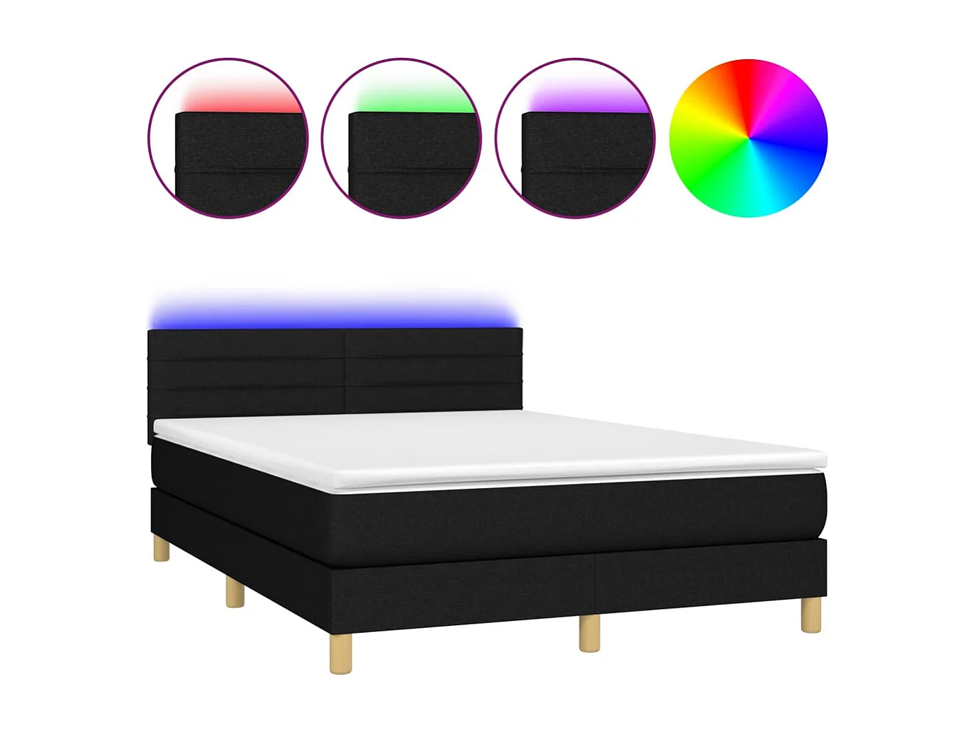 Boxspring met matras en LED stof zwart 140x200 cm