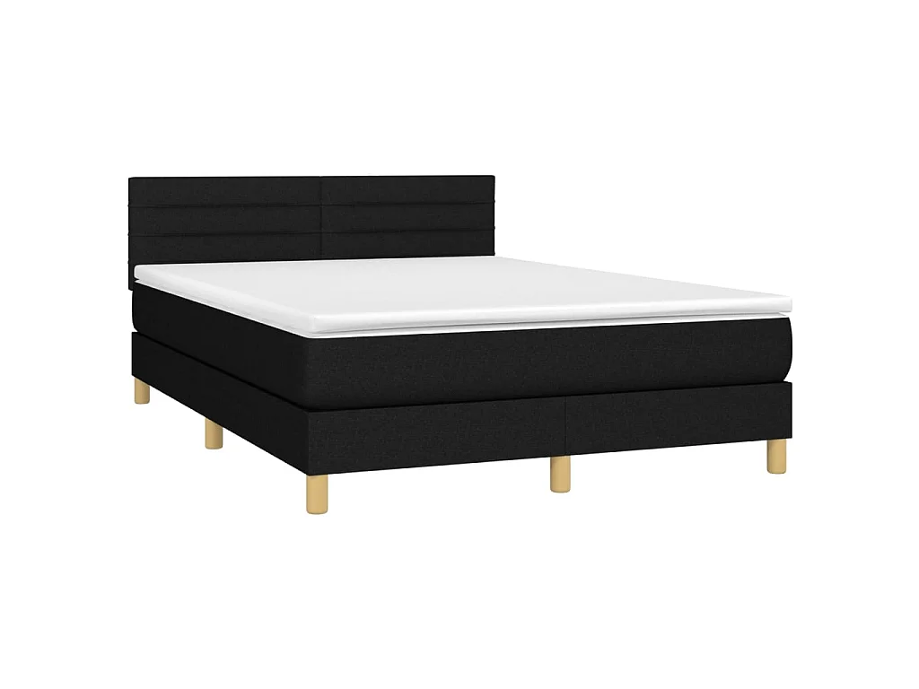 Boxspring met matras en LED stof zwart 140x200 cm