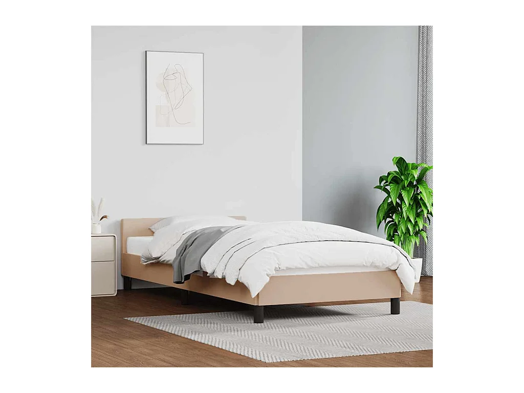 Cadre de lit avec tête de lit sans matelas cappuccino 90x190 cm