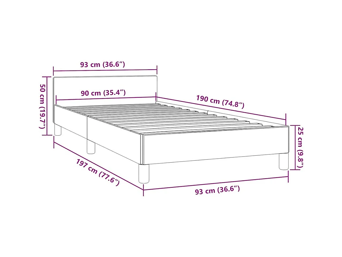 Cadre de lit avec tête de lit sans matelas cappuccino 90x190 cm