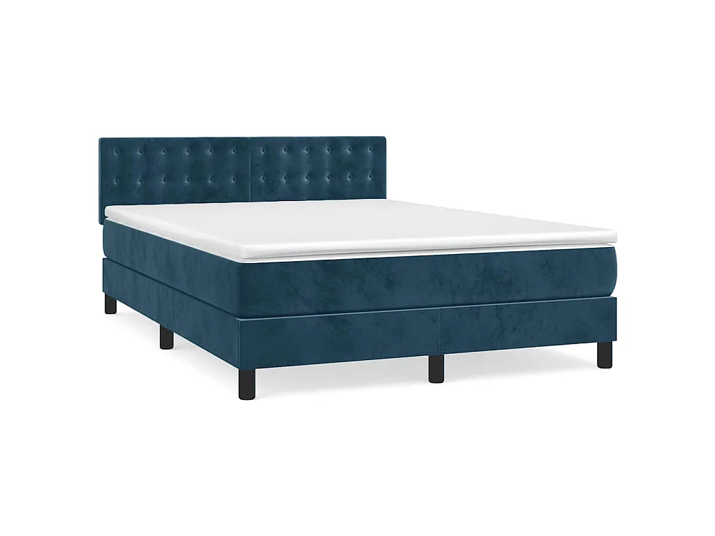 Boxspring met matras fluweel donkerblauw 140x200 cm