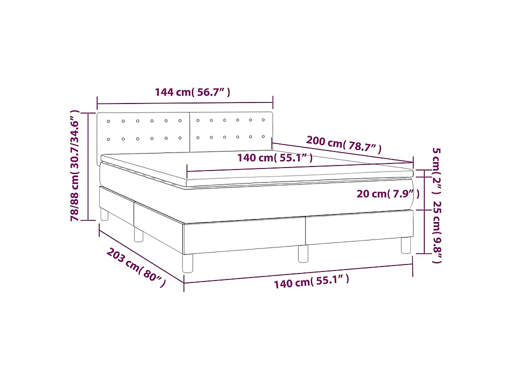 Boxspring met matras fluweel donkerblauw 140x200 cm