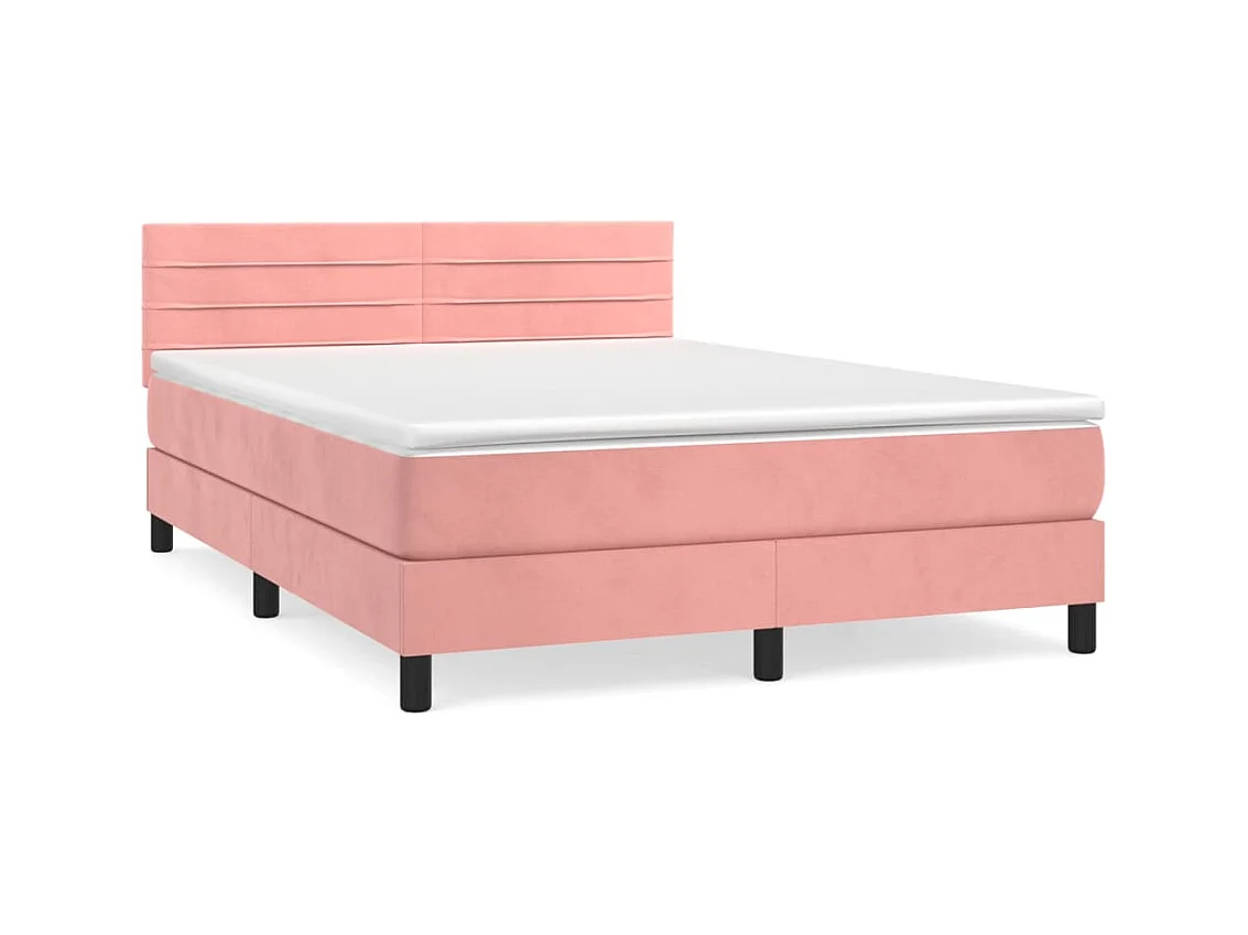 Boxspringbett mit Matratze Rosa 140x190 cm Samt