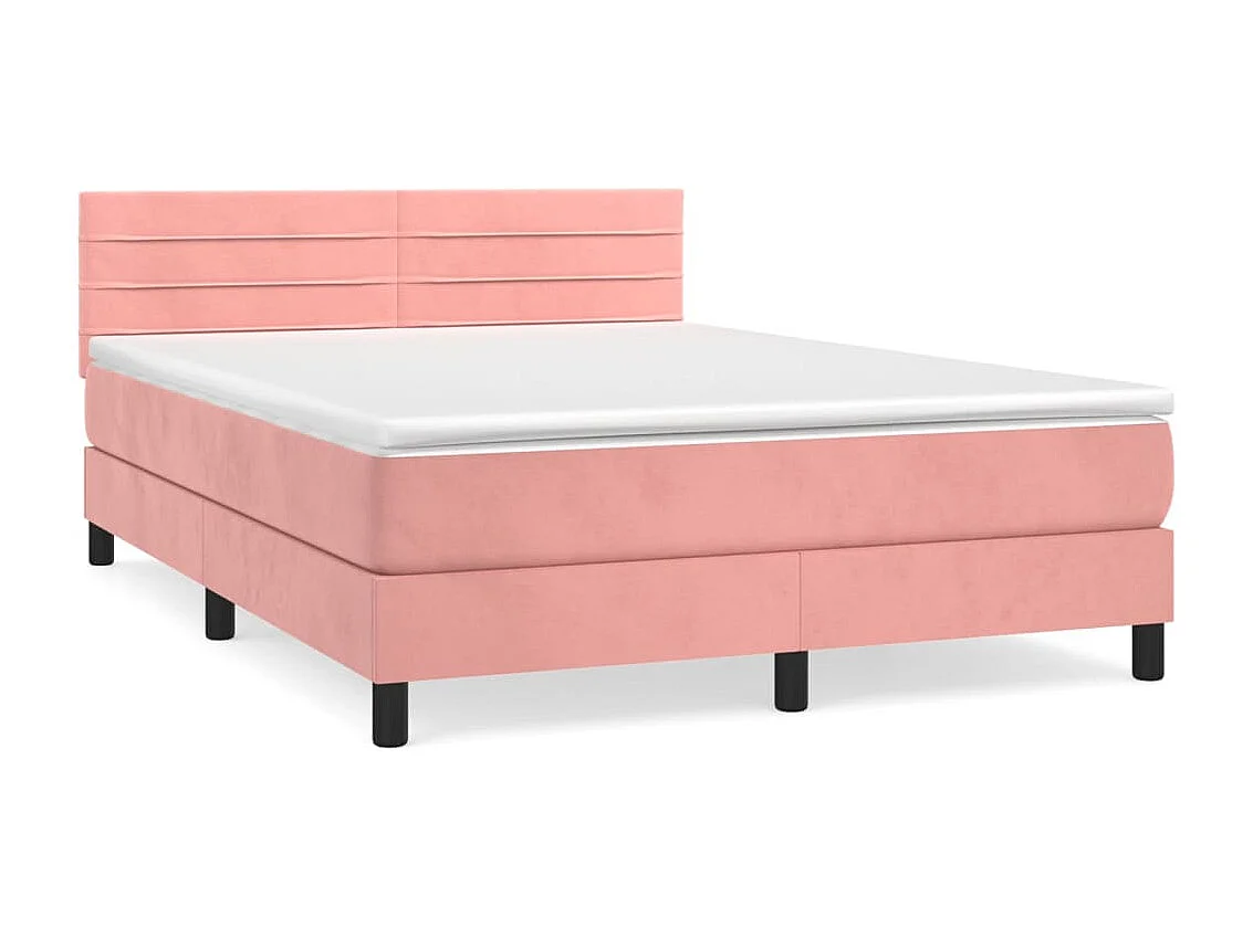 Boxspring met matras fluweel roze 140x190 cm