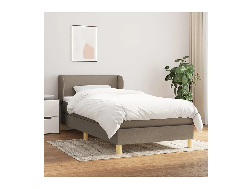 Sommier à lattes de lit avec matelas Taupe 90x190 cm Tissu