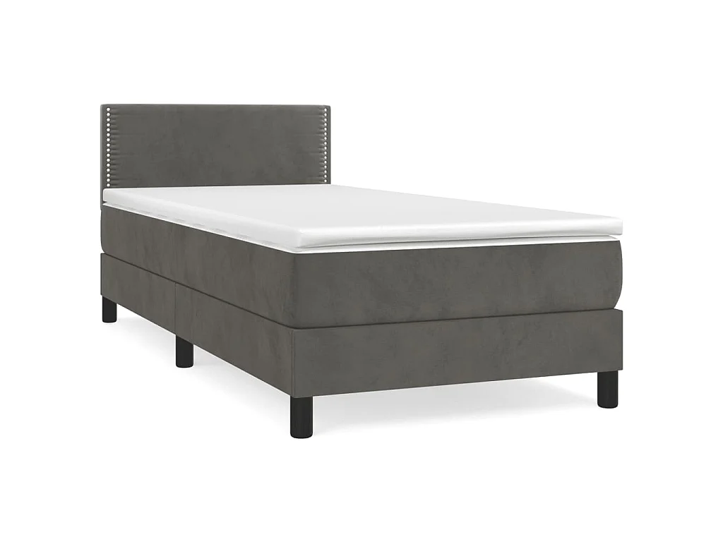Sommier à lattes de lit et matelas Gris foncé 90x190 cm Velours