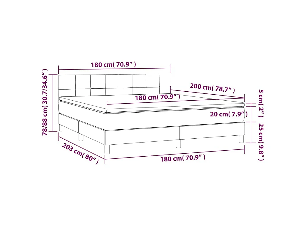 Sommier à lattes de lit et matelas Vert foncé 180x200cm Velours