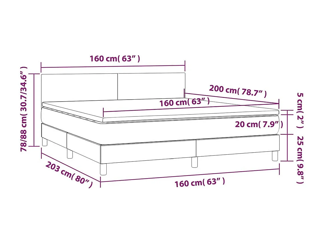 Boxspringbett mit Matratze Dunkelgrün 160x200 cm Samt